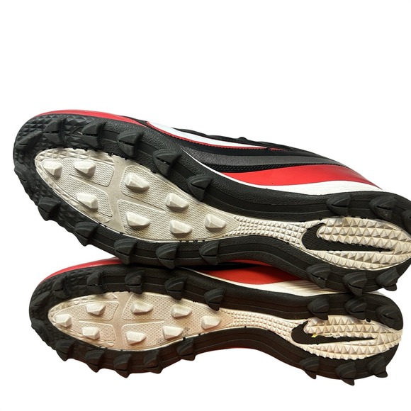Nike Football Cleats Land Shark 3/4 Black Red 511292-016 Size 13 - Picture 5 of 7